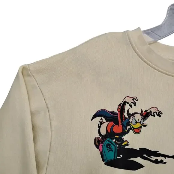 Disney Halloween Graphic Sweatshirt Size Large Crewneck Pale Yellow - Picture 11 of 11